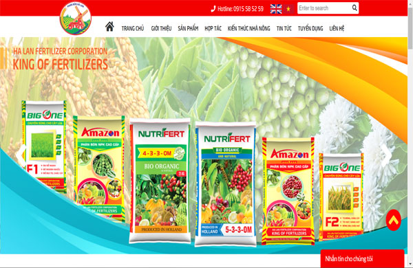 giao diện thiết kế website phân bón